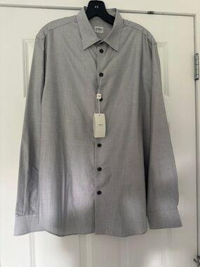 Armani Collezioni Grey Micro Pattern Button Down Shirt – Size L – NWT